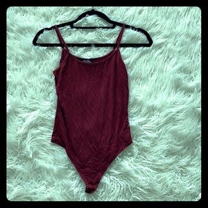 Suede wine red bodysuit